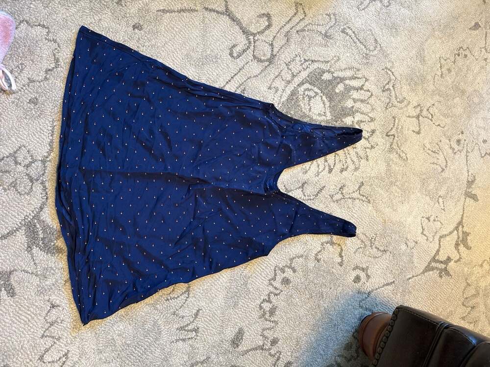 FRAME 100% Silk Charmeuse Navy Blue Polka Dot Sleeveless Tank Top - Picture 5 of 5